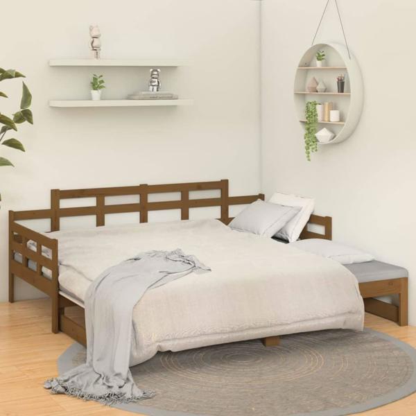 vidaXL Κρεβάτι συρόμενο, μέλι καφέ, πεύκο, 2x(90x190) εκ.