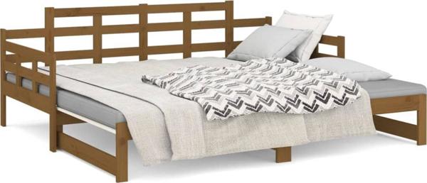 vidaXL Κρεβάτι συρόμενο, μέλι καφέ, πεύκο, 2x(90x190) εκ.