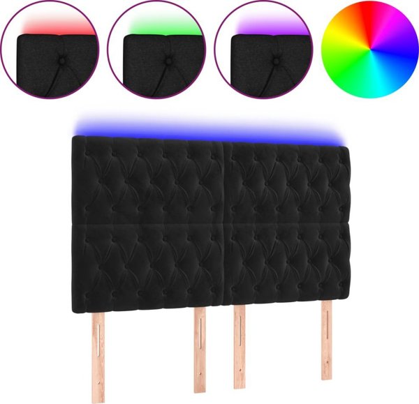 vidaXL Zaglowek do lozka z LED, czarny, 144x7x118/128 cm, aksamit