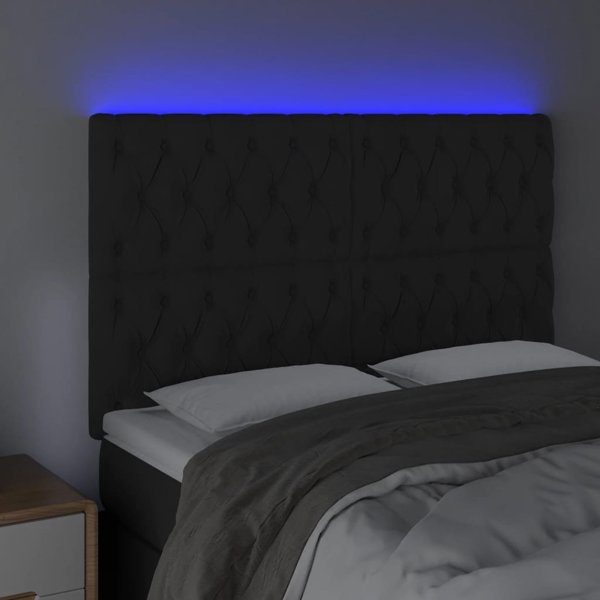 vidaXL Zaglowek do lozka z LED, czarny, 144x7x118/128 cm, aksamit