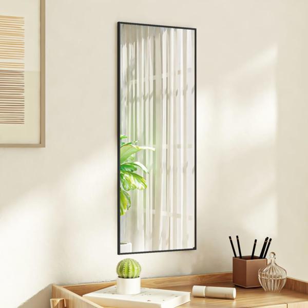 vidaXL Καθρέφτης πόρτας, μαύρος, 30x80 εκ, γυαλί και αλουμίνιο