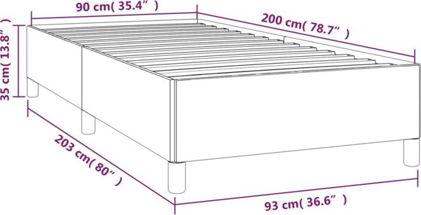 vidaXL Κορνίζα κρεβατιού, ανοιχτό γκρι, 90 x 200 cm, με υφασμάτινη επένδυση