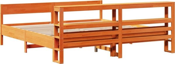 vidaXL Κρεβάτι χωρίς στρώμα, κεχριμπαρένιο καφέ, 200x200 εκ., πεύκο