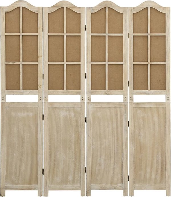 vidaXL Παραβάν 4 πάνελ, καφέ, 140x165 εκ., ύφασμα