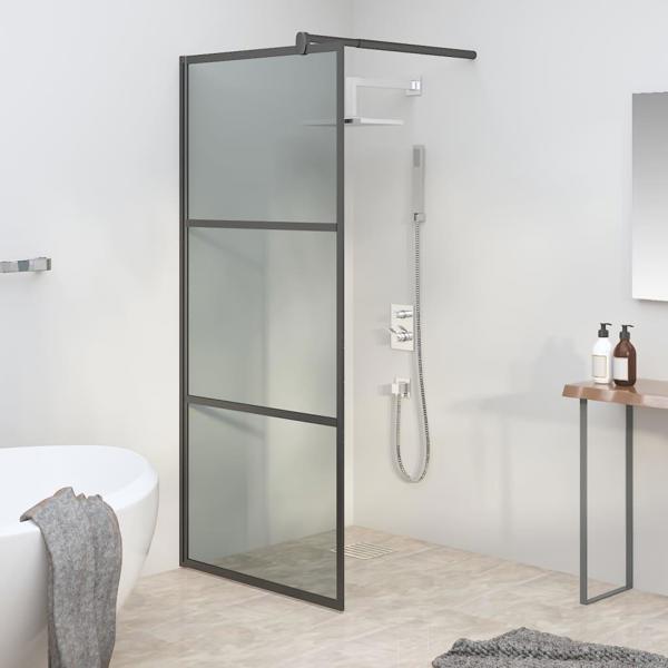 vidaXL Διαχωριστικό Ντους 90x195 cm, σκουρόχρωμο γυαλί ESG, μαύρο