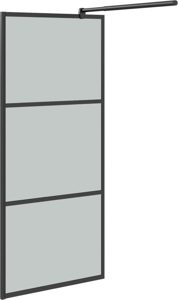 vidaXL Διαχωριστικό Ντους 90x195 cm, σκουρόχρωμο γυαλί ESG, μαύρο