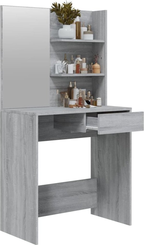 vidaXL Toaletka με καθρέφτη, γκρι δρυς Sonoma, 74,5x40x141 cm