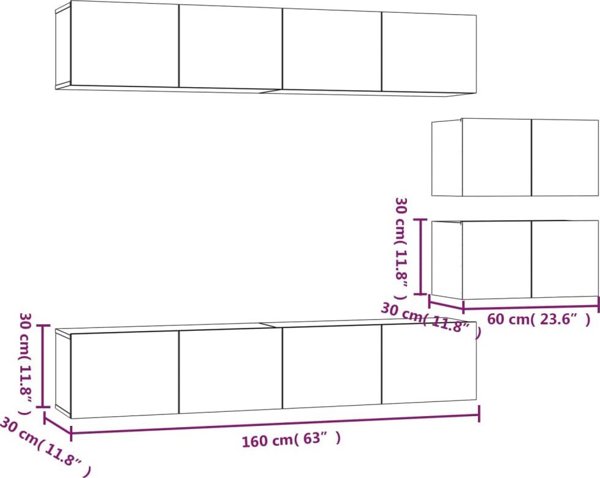 vidaXL Σετ 6 ντουλάπες TV, Sonoma Δρυς, ξυλώδες υλικό