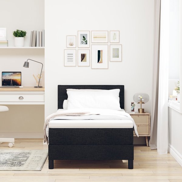 vidaXL Box Spring z materacem Czarny 90x190 cm Tkanina