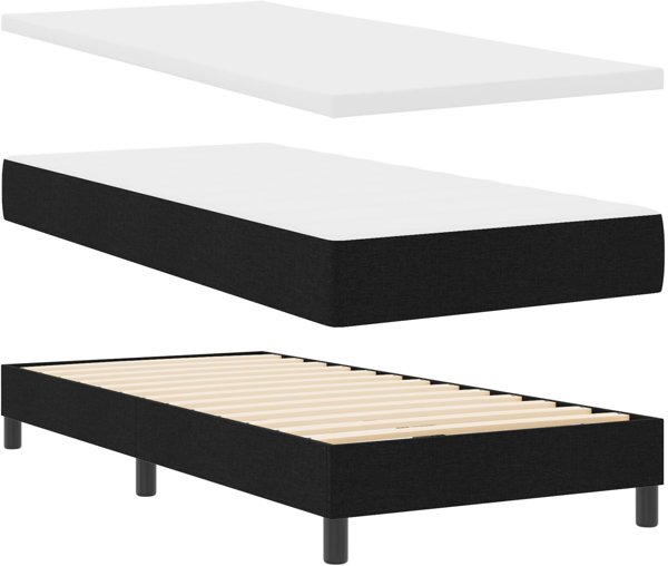 vidaXL Box Spring z materacem Czarny 90x190 cm Tkanina