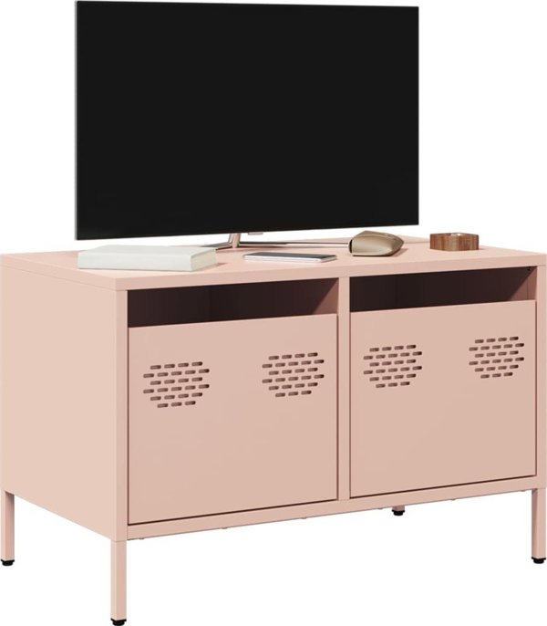 vidaXL Ροζ ντουλάπι TV 68x39x43,5 cm από ψυχρής έλασης μέταλλο