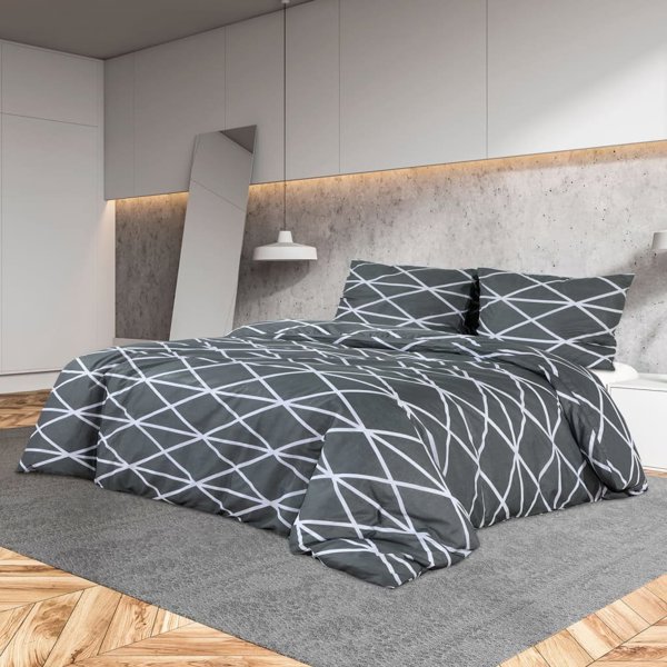 vidaXL Σετ κλινοσκεπασμάτων, γκρι, 220x240 cm, βαμβάκι