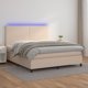 vidaXL Κρεβάτι κοντινεντάλ με στρώμα και LED, καπουτσίνο, 160x200 εκ