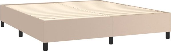 vidaXL Κρεβάτι κοντινεντάλ με στρώμα και LED, καπουτσίνο, 160x200 εκ