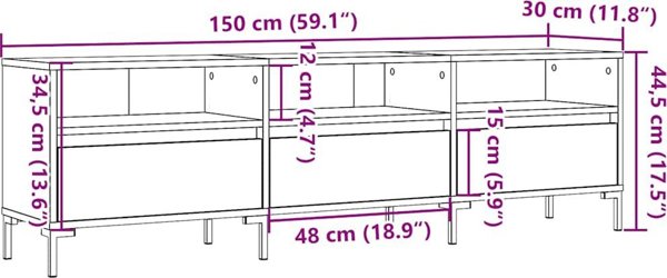 vidaXL Έπιπλο Τηλεόρασης από Παλαιό Ξύλο, 150x30x44,5 εκ.