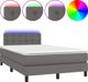vidaXL Κρεβάτι Κοντινένταλ με Στρώμα και LED, Γκρι Δερματίνη, 120x200 cm