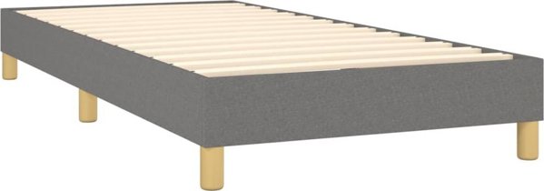 vidaXL Υφασμάτινο διπλό κρεβάτι κοντινής βάσης, σκούρο γκρι, 100x200 εκ.