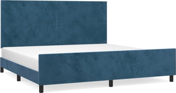 vidaXL Rama κρεβατιού με κεφαλάρι, σκούρο μπλε, 200x200 εκ., βελούδινη