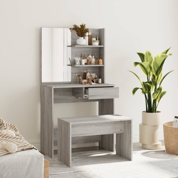 vidaXL Σετ με τουαλέτα, γκρι δρυς σονόμα, 74,5x40x141 εκ.