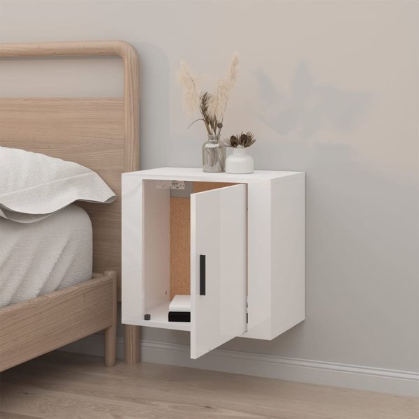 vidaXL Κρεμαστή Κομοδίνο Λευκό Υψηλής Λάμψης 50x30x47 cm