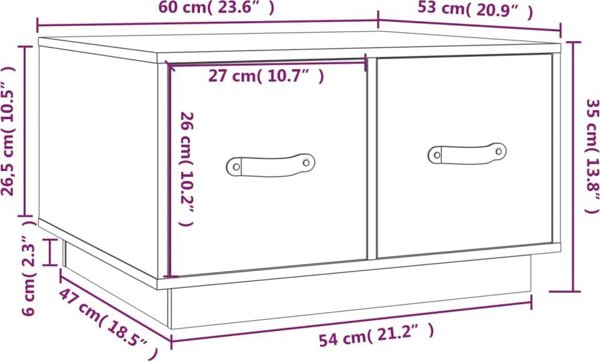 vidaXL Τραπεζάκι καφέ, μέλι καφέ, 60x53x35 εκ, μασίφ ξύλο πεύκου