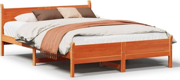 vidaXL Κρεβάτι χωρίς στρώμα 140x200 εκ. από πεύκο με κηρωμένο καφέ φινίρισμα