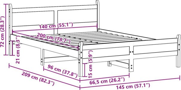 vidaXL Κρεβάτι χωρίς στρώμα 140x200 εκ. από πεύκο με κηρωμένο καφέ φινίρισμα