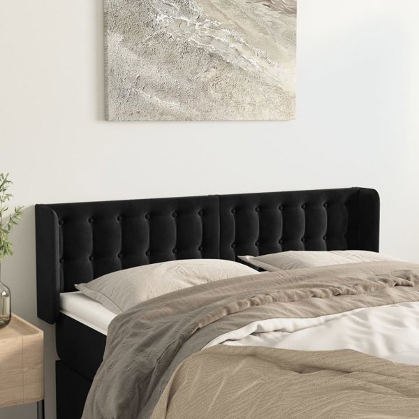 vidaXL Zagloek uszak czarny 147x16x78/88 cm aksamit