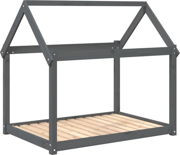 vidaXL Legowisko dla psa, szare, 111x80x100 cm, lite drewno sosnowe