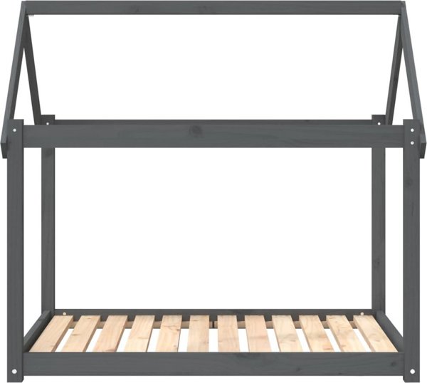 vidaXL Legowisko dla psa, szare, 111x80x100 cm, lite drewno sosnowe