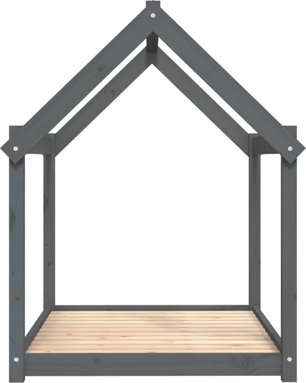 vidaXL Legowisko dla psa, szare, 111x80x100 cm, lite drewno sosnowe