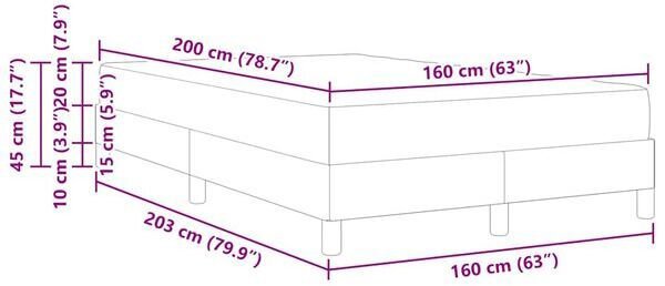 vidaXL Κρεβάτι με Στρώμα, Υφασμάτινο, Μαύρο, 160 x 200 cm