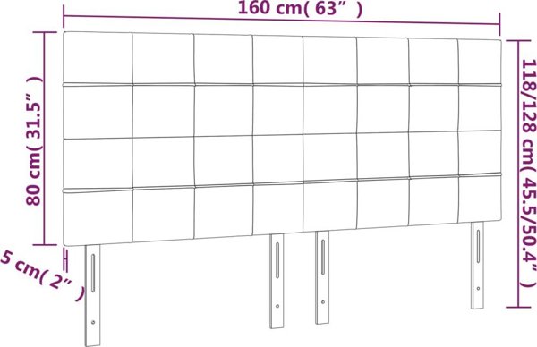 vidaXL Zaglowek do lozka me to LED, skouroble, 160x5x118/128 cm
