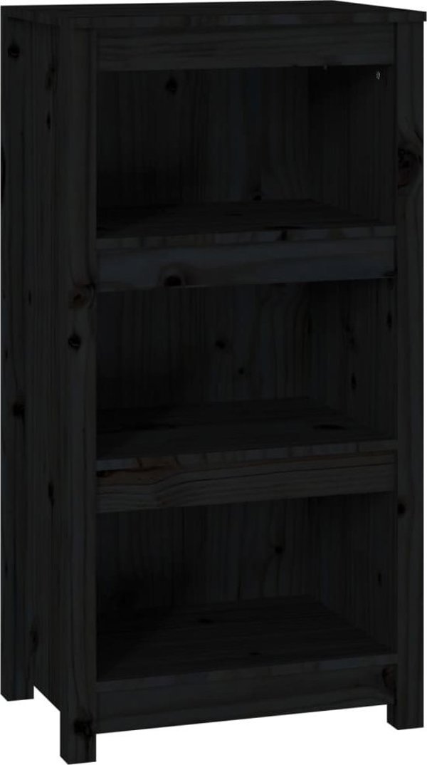 vidaXL Ράφι βιβλίων μαύρο 50x35x97 εκ., από μασίφ πεύκο