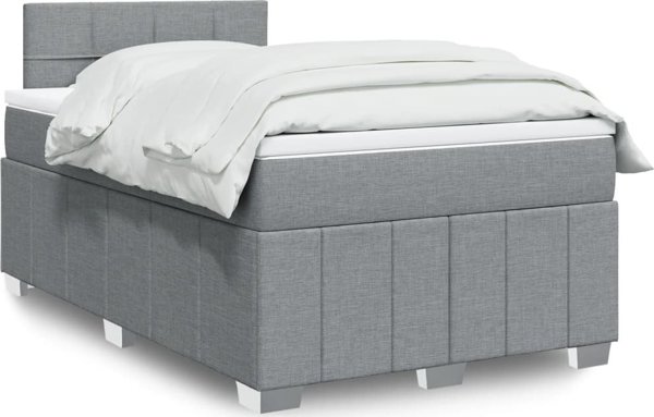 vidaXL Κρεβάτι continental με στρώμα, ανοιχτό γκρι, ύφασμα 120x200 cm