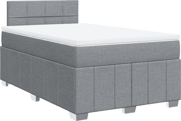 vidaXL Κρεβάτι continental με στρώμα, ανοιχτό γκρι, ύφασμα 120x200 cm