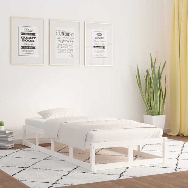vidaXL Λευκό ξύλινο πλαίσιο κρεβατιού, 90 x 200 cm, από μασίφ ξύλο