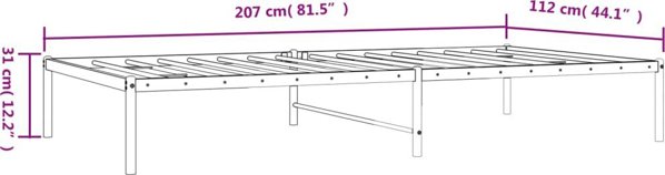 vidaXL Μεταλλικός σκελετός κρεβατιού, λευκός, 107x203 εκ.