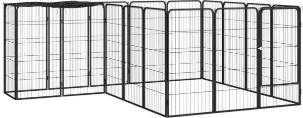 vidaXL vidaXL Kojec dla psa, 18 paneli, czarny, 50x100 cm, stal