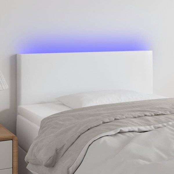 vidaXL LED προσκέφαλο κρεβατιού λευκό 90x5x78/88 cm από τεχνητή δερματίνη
