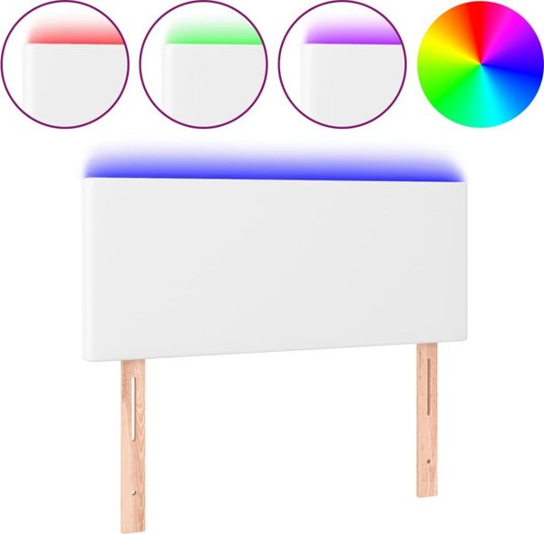 vidaXL LED προσκέφαλο κρεβατιού λευκό 90x5x78/88 cm από τεχνητή δερματίνη