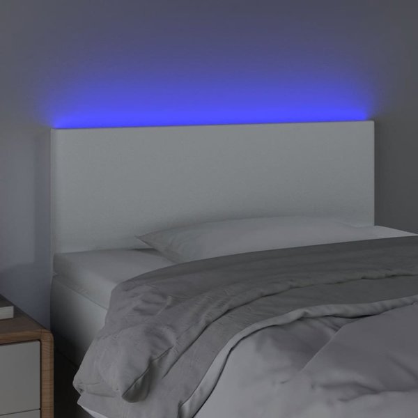 vidaXL LED προσκέφαλο κρεβατιού λευκό 90x5x78/88 cm από τεχνητή δερματίνη