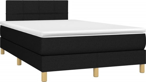 vidaXL Κρεβάτι κοντινεντάλ με στρώμα, μαύρο, 120x200 εκ., ύφασμα