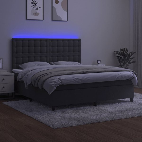 vidaXL Κρεβάτι κοντινένταλ με στρώμα και LED, βελούδινο γκρι, 160x200 εκ.