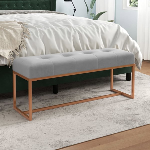 vidaXL Πάγκος γκρι, 110x36x45 εκ., με βελούδινη επένδυση