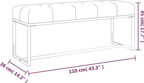 vidaXL Πάγκος γκρι, 110x36x45 εκ., με βελούδινη επένδυση
