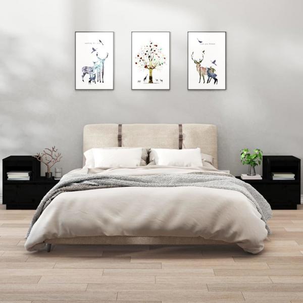vidaXL vidaXL Szafki nocne, 2 szt., czarne, 60x34x51 cm, lite drewno sosnowe