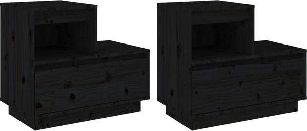 vidaXL vidaXL Szafki nocne, 2 szt., czarne, 60x34x51 cm, lite drewno sosnowe