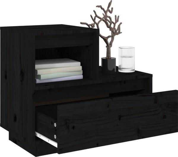 vidaXL vidaXL Szafki nocne, 2 szt., czarne, 60x34x51 cm, lite drewno sosnowe