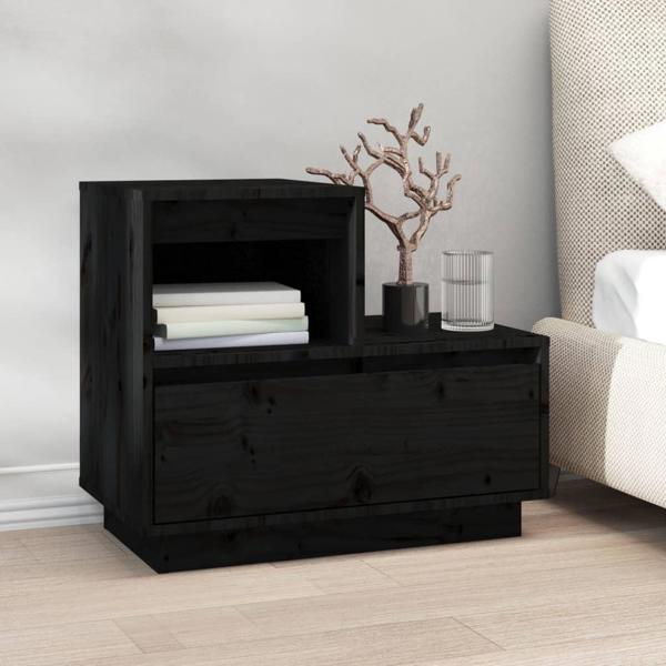 vidaXL vidaXL Szafki nocne, 2 szt., czarne, 60x34x51 cm, lite drewno sosnowe